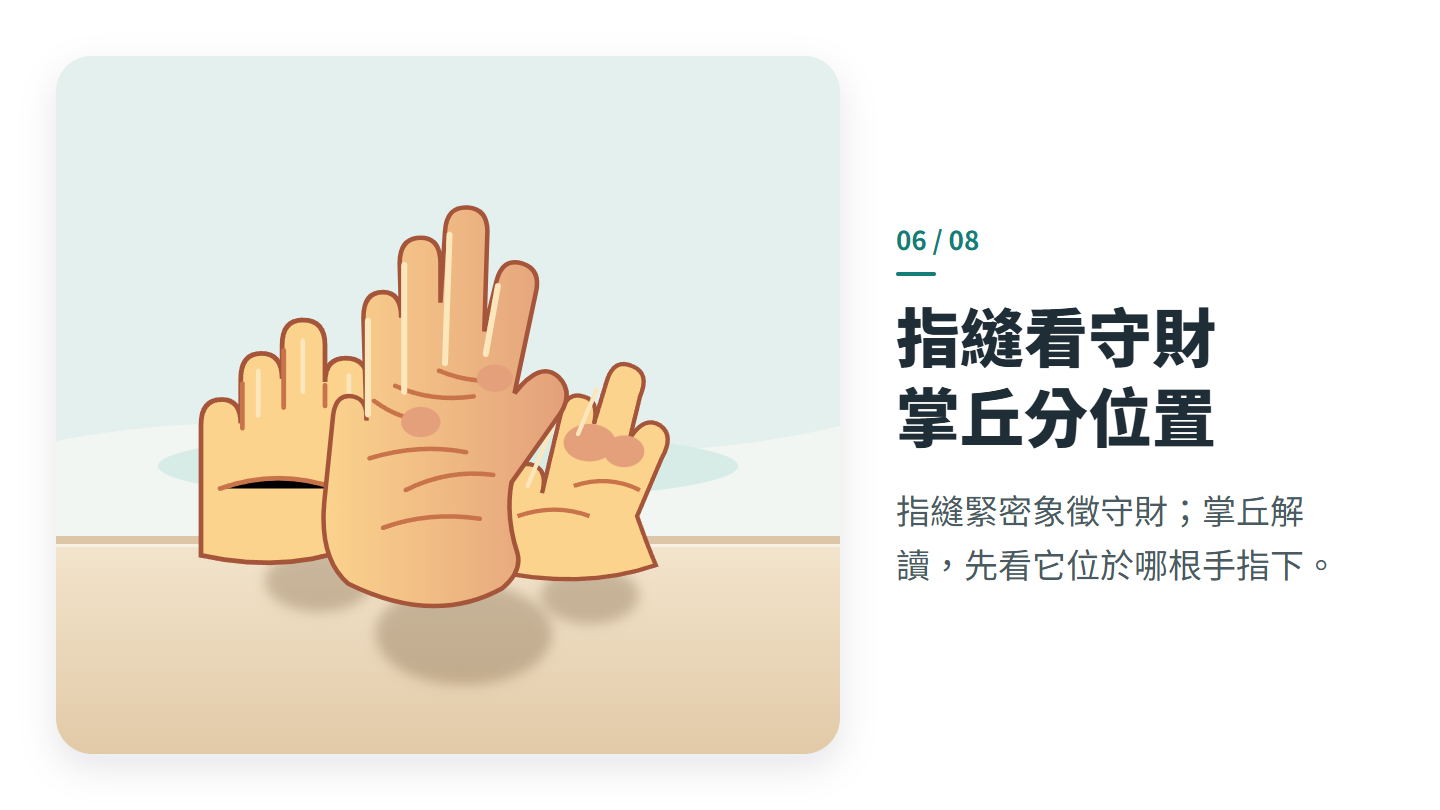 指縫看守財 掌丘分位置