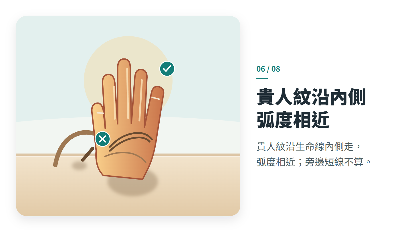 貴人紋沿內側 弧度相近