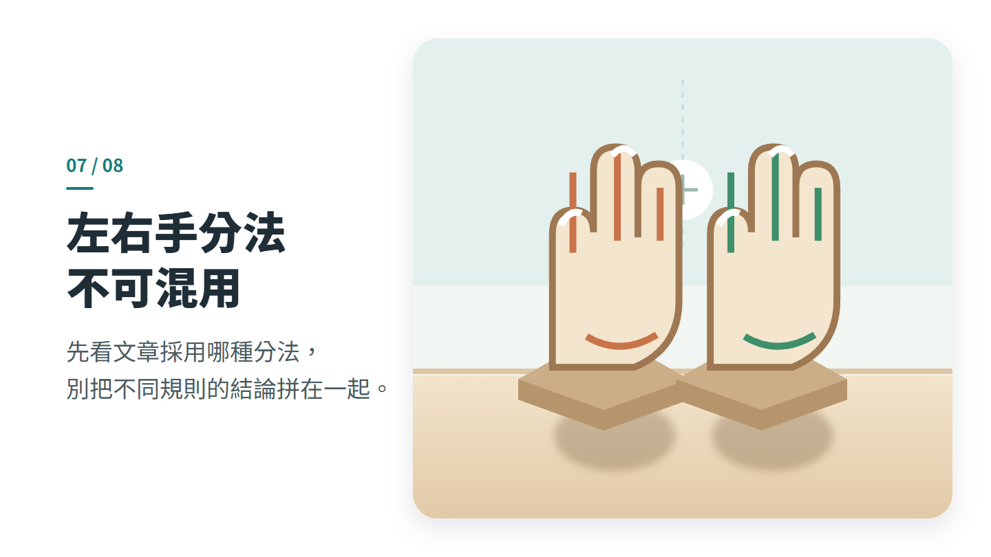 左右手分法 不可混用