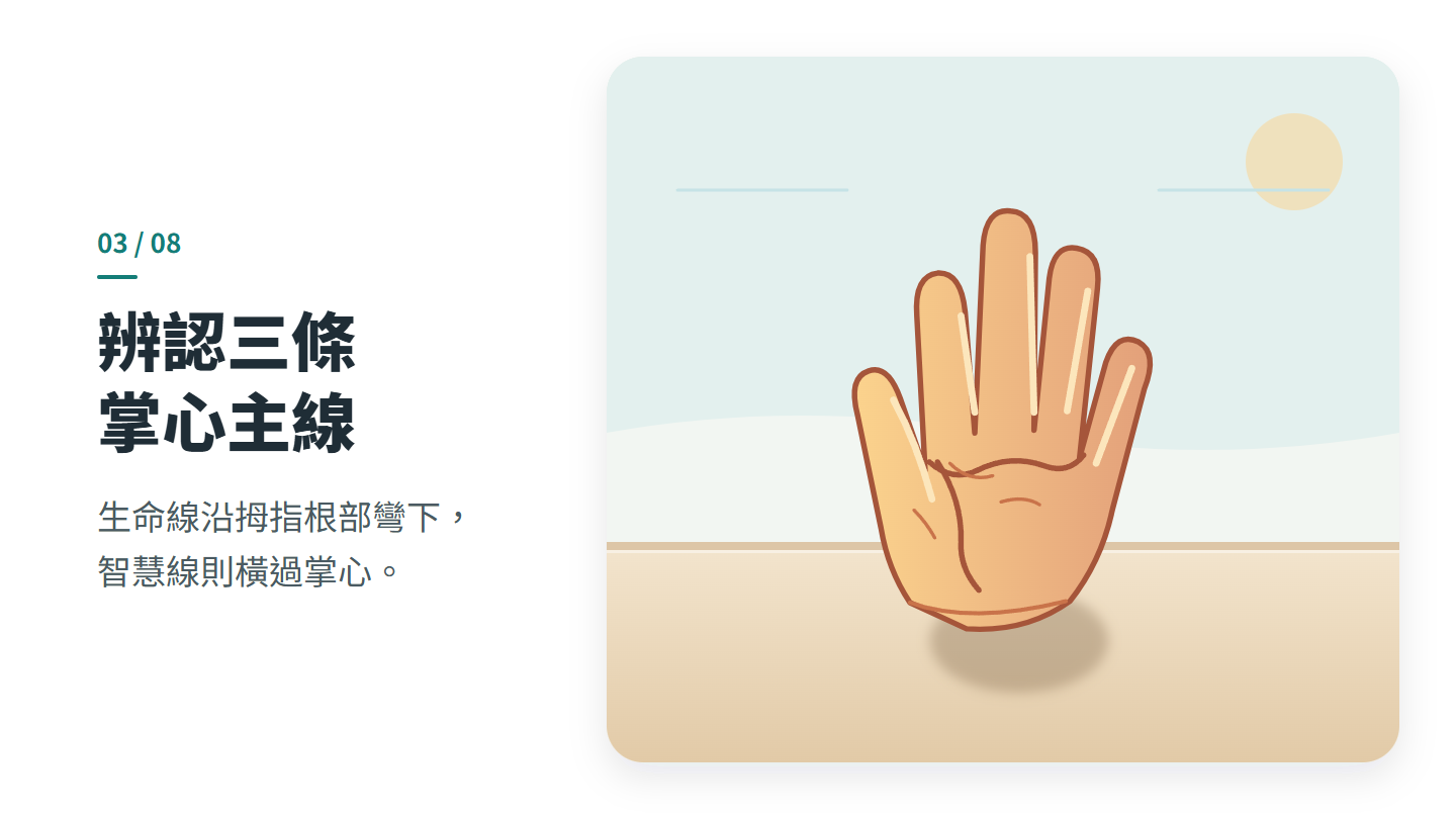 辨認三條 掌心主線